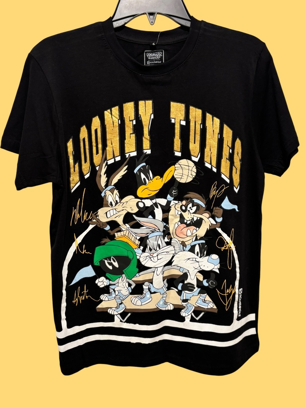 Looney Tunes Black Graphic Tee - Classic Character Basketball Design